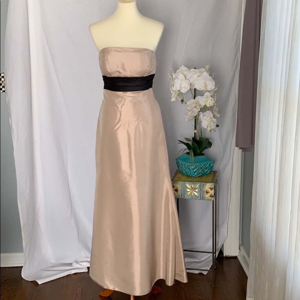 Bridesmaid dress gold and black  Bill Levkoff